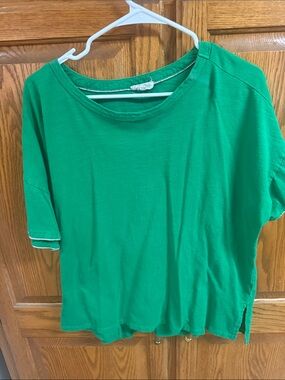 Cotton Bleu Bright Green Boxy Tee 1x